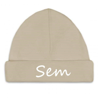 Babymutsje met naam baby neutraal