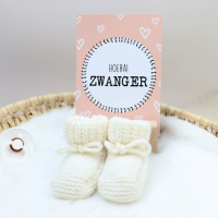 Hoera! Zwanger Babyslofje Merino wol Off / White