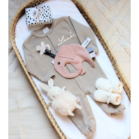 Boxpakje met naam Baby maat 56 / 62 Handgeschreven