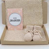 Hoera! Zwanger Babyslofje merino wol Sand