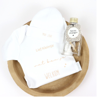 Cadeauset Lief kleintje wat ben je welkom / wensflesje