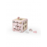 label label activity cube rose met naam baby 