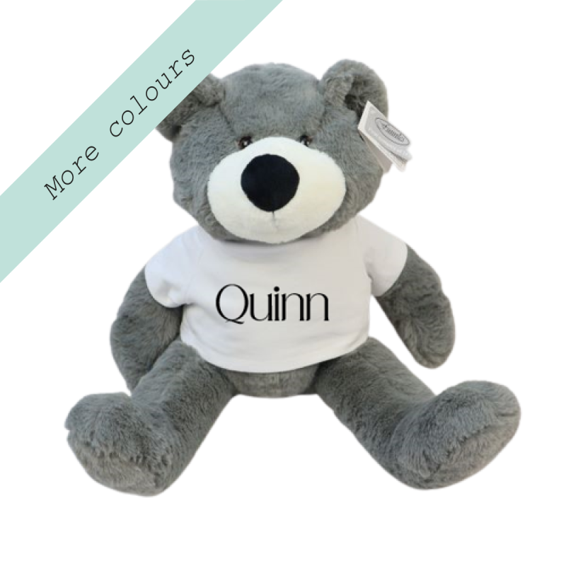 Knuffelbeer Vic grey, 45cm met naam baby