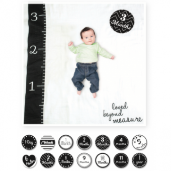 Lulujo Baby's First Year Swaddle & Cards Black/White