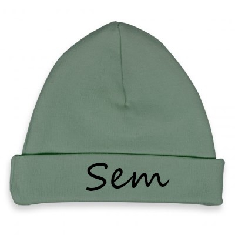 Babymutsje met naam baby neutraal