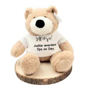 Knuffelbeer Hoera Jullie/je worden/wordt Opa/Oma, Tante/Oom 45cm