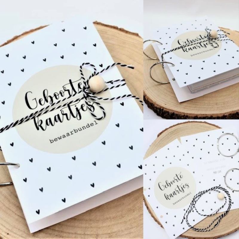 Mini love Bewaarbundel geboortekaarten  Zand