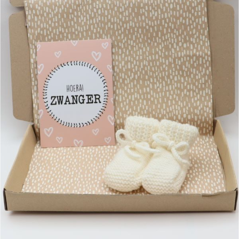 Hoera! Zwanger Babyslofje Merino wol Off / White