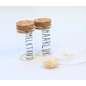 Set Glazen flesjes melktand / haarlok