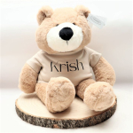 Knuffelbeer Vic cream, 45cm met naam baby