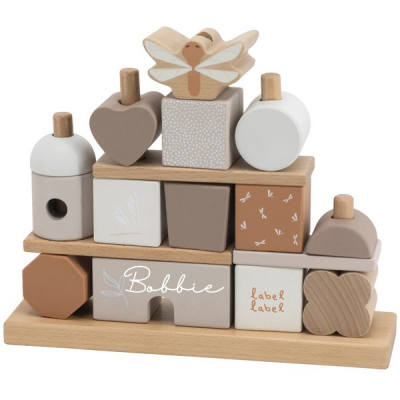 Label Label | Wooden stacking blocks | Stapelblokken huisje nougat