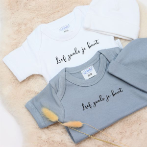 SALE Romper en Muts Lief zoals je bent Grey/bleu