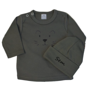 Set Shirt met Babymuts Lion met naam baby