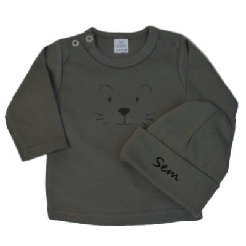 Set Shirt met Babymuts Lion met naam baby