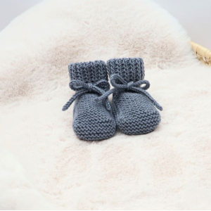 Babyslofjes Merino wol antraciet 0-6 Maanden