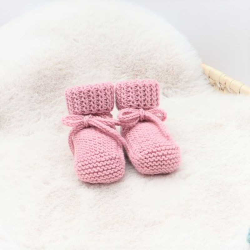 Babyslofjes Merino wol Rose 0-6 Maanden