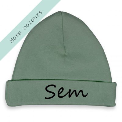 Babymutsje met naam baby neutraal