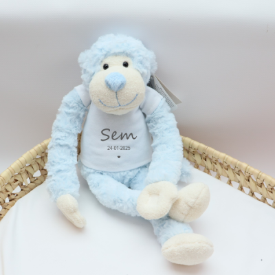 Aap knuffel blauw 45cm Sem Aap knuffel blauw 45cm Sem