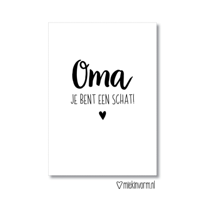 Kaart Oma je bent een schat!!
