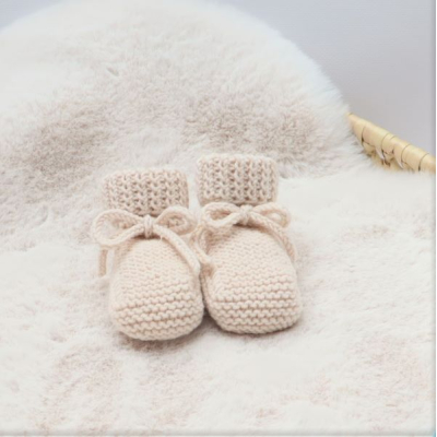 Babyslofjes Merino wol Sand 0-6 Maanden Babyslofjes Merino wol Sand 0-6 Maanden