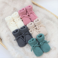 Babyslofjes Merino wol antraciet 0-6 Maanden