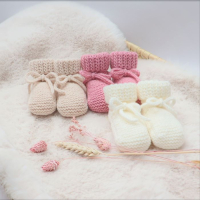 Babyslofjes Merino wol  0-6 Maanden Off/White